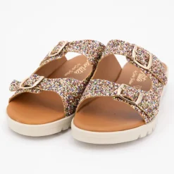 Mules glitter arc en ciel platino double boucle Enfant CARLA TORTOSA