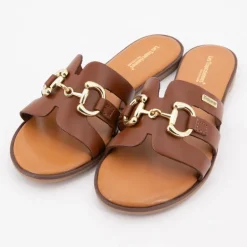 Mules hamia tan avec boucle dorée Femme LES TROPEZIENNES PAR M.BELARBI