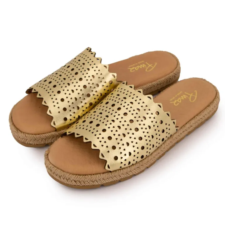 Mules laminado gold semelle corde Femme PINAZ