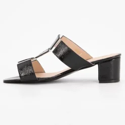 Mules naplak noir cuir avec découpes transparentes Femme XAVIER DANAUD