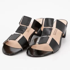 Mules naplak noir cuir avec découpes transparentes Femme XAVIER DANAUD