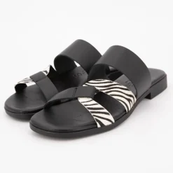 Mules noire avec imprimé zèbre Femme CARLA TORTOSA