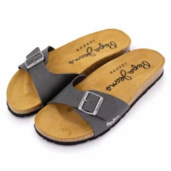Mules plates uni logo Homme PEPE JEANS