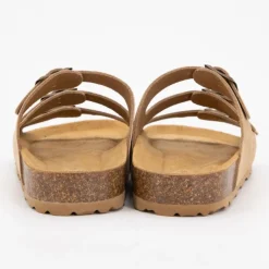 Mules triple boucle cuir couleur kaki Femme I AM