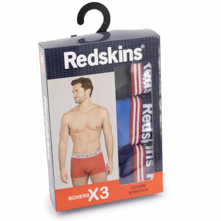 Pack de 3 boxers 3 couleurs coton doux stretch orion Homme REDSKINS