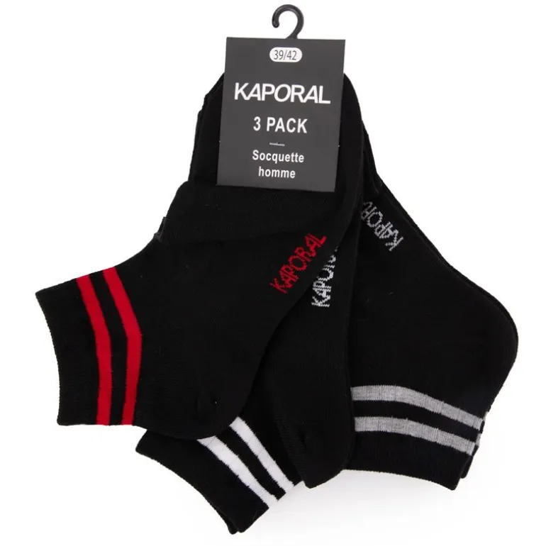 Pack de 3 socquettes magelan à rayures Homme KAPORAL