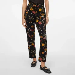 Pantalon à fleurs droit avec cordon de serrage Femme VERO MODA