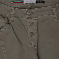 Pantalon à revers couleur kaki avec poches Femme PLEASE