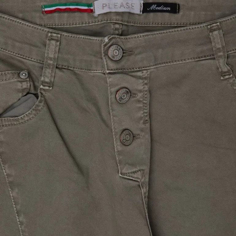 Pantalon à revers couleur kaki avec poches Femme PLEASE
