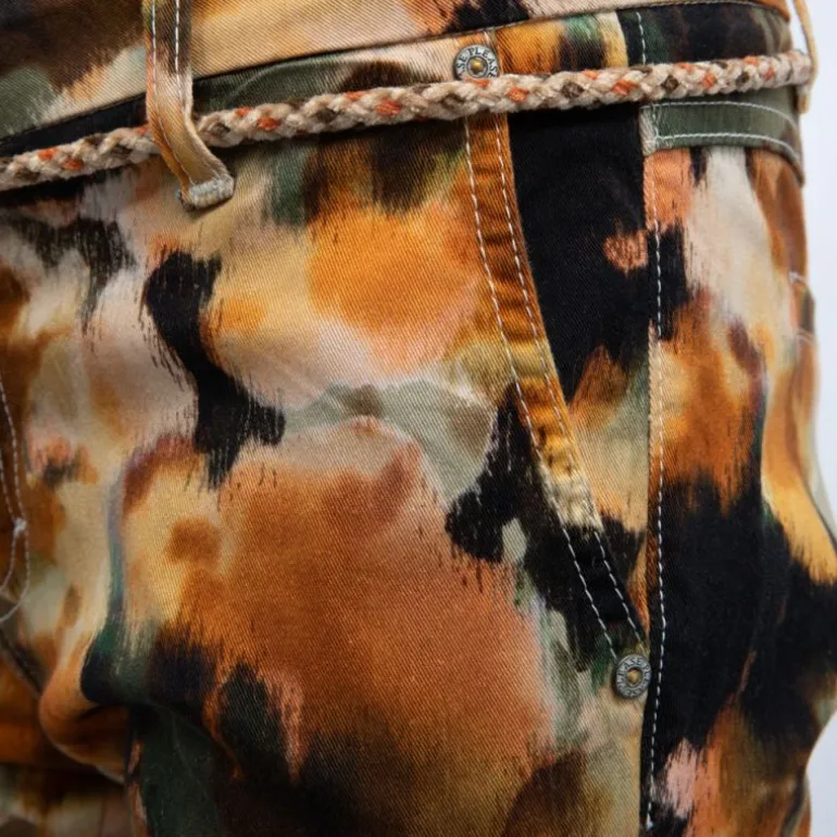Pantalon avec ourlets imprimé avec ceinture corde Femme PLEASE