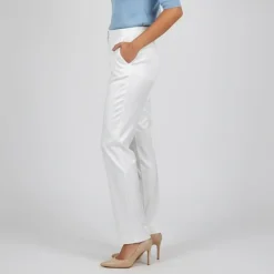 Pantalon blanc irisé brillant de tailleur à pinces droit Femme IMPERIAL