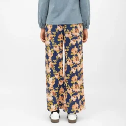 Pantalon bleu fluide retro pozo à fleurs Femme LA PETITE ETOILE