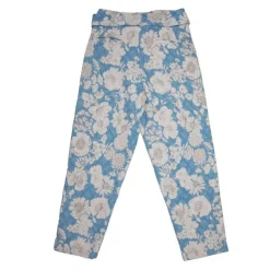 Pantalon carotte peony bleu clair fleurs blanches Femme ANTIK BATIK