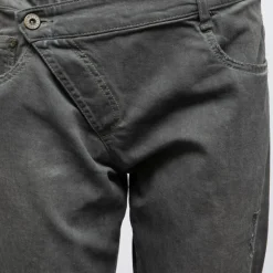 Pantalon denim gris taille basse avec zip penché Femme PLEASE