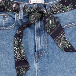 Pantalon denim mom fit bleu avec ceinture en tissu Femme TOMMY HILFIGER