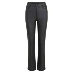 Pantalon enduit noir straight fit taille haute vicommit noos Femme VILA