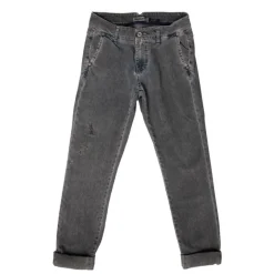 Pantalon gris avec ourlets effet destroy Femme PLEASE