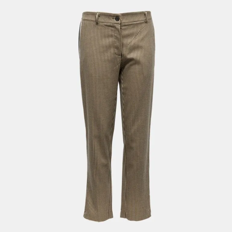Pantalon imprimé à carreaux avec bandes noires Femme PLEASE