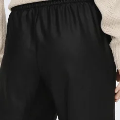 Pantalon large taille élastique simili cuir noir Femme ONLY