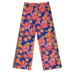 Pantalon élastique bleu pavina à fleurs Femme LA PETITE ETOILE