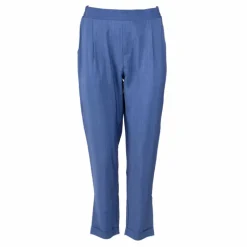 Pantalon élastique fluide avec poches arrières bleu Femme ROSE