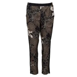 Pantalon léger noir à fleurs marrons Femme IMPERIAL