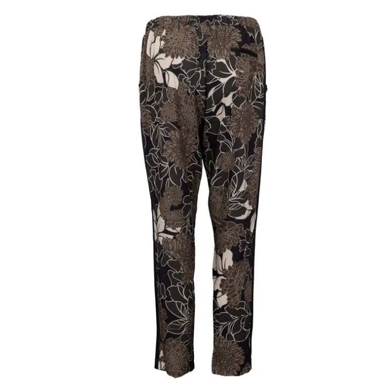 Pantalon léger noir à fleurs marrons Femme IMPERIAL
