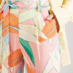 Pantalon life palazzo coral cloud imprimé feuilles Femme ONLY