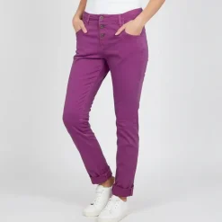 Pantalon magenta slim à revers Femme PLEASE