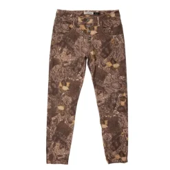 Pantalon petra marron à multiple imprimé cachemire et plantes Femme PLEASE