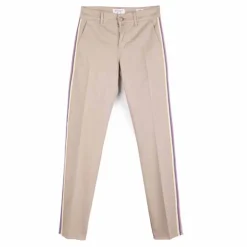 Pantalon slim brodé fantaisie beige Femme HAPPY