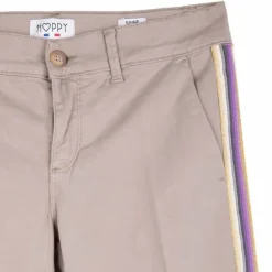 Pantalon slim brodé fantaisie beige Femme HAPPY