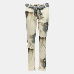 Pantalon taille basse imprimé aquarelle avec ceinture en tissu Femme PLEASE