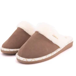 Pantoufle cisco cuir liseré doré camel Femme LES TROPEZIENNES PAR M.BELARBI