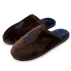 Pantoufles en fausse fourrure avec grand logo brodé Homme US POLO