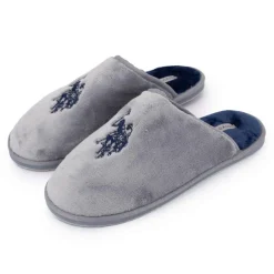 Pantoufles en fausse fourrure avec grand logo brodé Homme US POLO