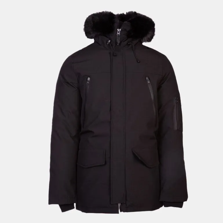 Parka avec capuche fourrée noire curling zippée Homme PARAGOOSE