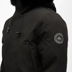 Parka lisse zippée avec capuche fourrée noire mario Homme PARAGOOSE