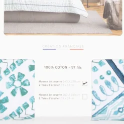 Parure de lit garance bleu 220x240 Mixte PASSION D ELLY