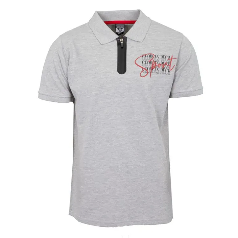 Polo coton col zippé imprimé Sport manuscrit Homme GEORGES RECH