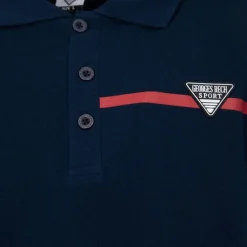 Polo coton uni tissu chiné avec bande colorée logo écusson Homme GEORGES RECH
