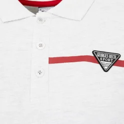 Polo coton uni tissu chiné avec bande colorée logo écusson Homme GEORGES RECH