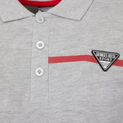 Polo coton uni tissu chiné avec bande colorée logo écusson Homme GEORGES RECH