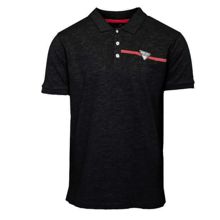 Polo coton uni tissu chiné avec bande colorée logo écusson Homme GEORGES RECH