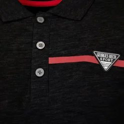 Polo coton uni tissu chiné avec bande colorée logo écusson Homme GEORGES RECH