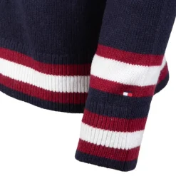 Pull à rayures blanches logo écusson maille fine Homme TOMMY HILFIGER