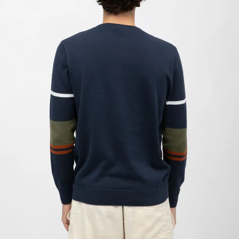 Pull à rayures colorées coton bleu marine Homme ELLESSE