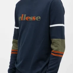 Pull à rayures colorées coton bleu marine Homme ELLESSE