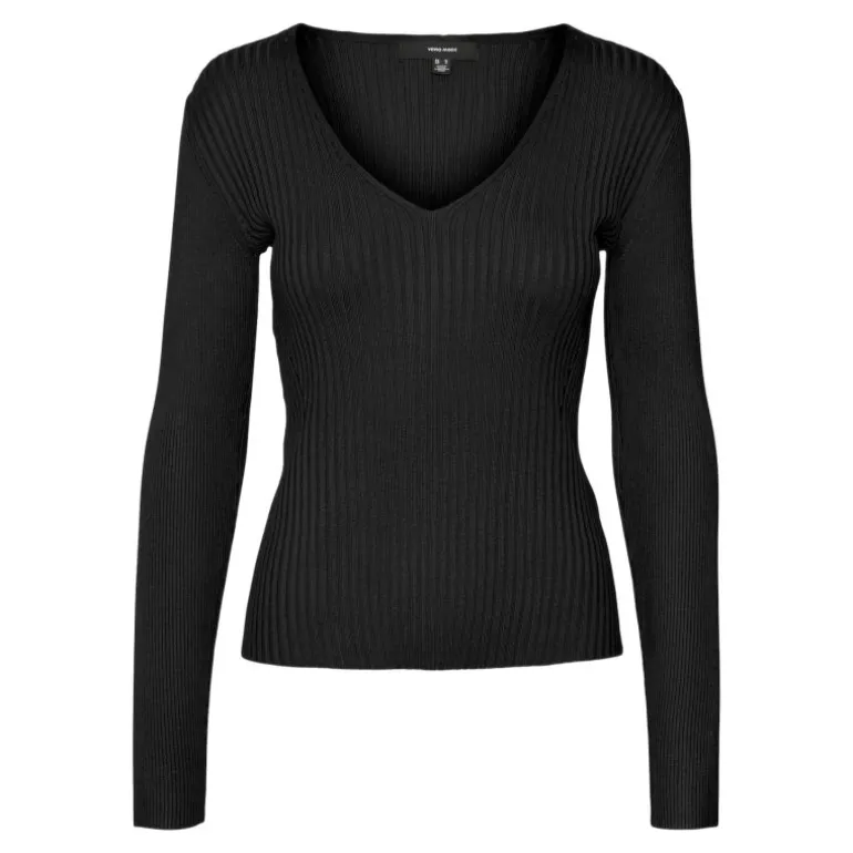 Pull Autumn cotelé col V ajusté Femme VERO MODA