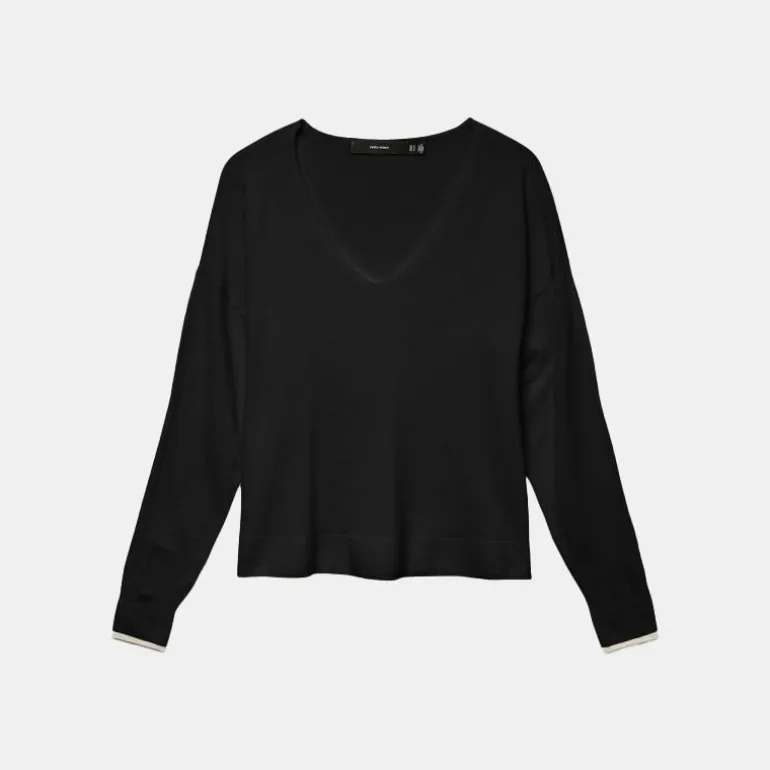 Pull breeze maille fine col v avec liseré Femme VERO MODA